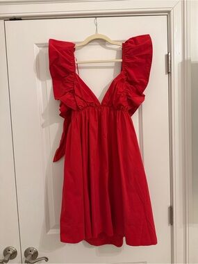Red Ruffle Mini Dress - Women